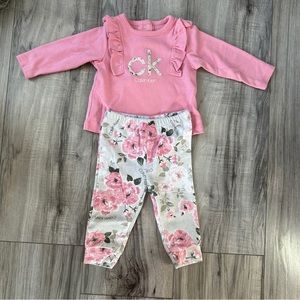 2 piece Calvin Klein pink baby girl outfit- Excellent condition - 3/6 months